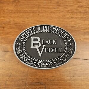 Black Velvet Spirit of Pro Rodeo 1979 Blended Canadian Whisky Promo Belt Buckle